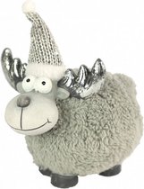 kerstfiguur Eland 18 cm polyresin grijs