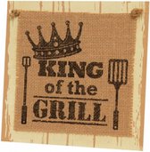 bordje King of the Grill 20 cm hout naturel