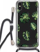 Case Company® - iPhone XS Max hoesje met Koord - Tropische bladeren - Telefoonhoesje met Zwart Koord - Extra Bescherming aan alle Kanten en Over de Schermrand