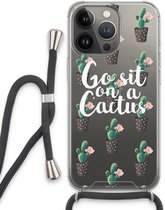 Case Company® - iPhone 13 Pro hoesje met Koord - Cactus quote - Telefoonhoesje met Zwart Koord - Extra Bescherming aan alle Kanten en Over de Schermrand