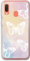 Case Company® - Samsung Galaxy A20e hoesje - White butterfly - Soft Cover Telefoonhoesje - Bescherming aan alle Kanten en Schermrand