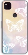 Case Company® - Google Pixel 4a 5G hoesje - White butterfly - Soft Cover Telefoonhoesje - Bescherming aan alle Kanten en Schermrand