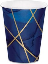 feestbekers 355 ml karton navy/goud 8 stuks