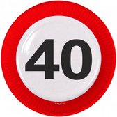 borden verkeersbord 40 jaar 23 cm karton rood/wit 8 stuks