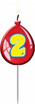 verjaardagskaars ballon 2 jaar 11 cm wax rood