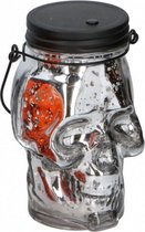 lamp skull Halloween LED 8,5x8x15 cm zilver