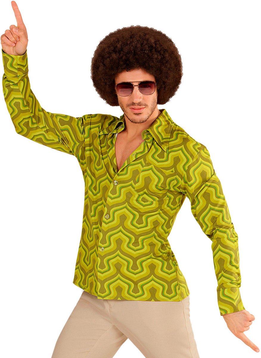 Jaren 70 disco hemd Groovy groen