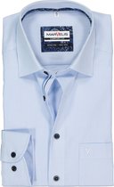 MARVELIS comfort fit overhemd - lichtblauw met wit gestreept (contrast) - Strijkvrij - Boordmaat: 46