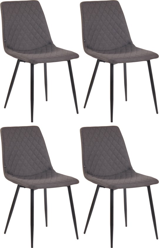 Clp Telde Set de 4 chaises de salle à manger - Tissu - Gris Foncé