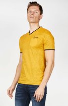 Gabbiano T-shirt V Hals T Shirt Met Subtiele Allover Print 152580 Mustard Yellow 806 Mannen Maat - S