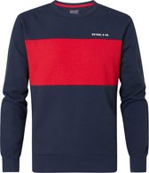 Petrol Industries - Heren Colorblock sweater - Rood - Maat XXL