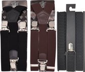 Safekeepers bretels heren - Bretels - bretels heren volwassenen -  bretellen voor mannen - bretels heren met brede clip 2 stuks: zwart en bruin