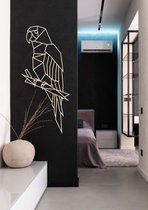 HOUTEN WANDDECORATIE / WOODEN WALL DECORATION - GEOMETRISCHE MUURDECORATIE / GEOMETRIC WALL ART - PAPEGAAI / PARROT - 26 x 58cm - LICHT HOUT / NATURAL WOOD - VOGELS / BIRDS - DESIG