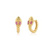 Aramat Jewels - Goldplated mini oorringetjes slang roze 10mm 925 zilver - Aramat Jewels Trendy Collectie - Oorknopjes - Slangen Design - Goldplated - Roze Zirkonia - Hip en Betaalbaar