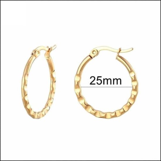 Aramat jewels ® - Bewerkte oorringen monaco goudkleurig 25mm chirurgisch staal