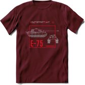 E75 leger T-Shirt | Unisex Army Tank Kleding | Dames / Heren Tanks ww2 shirt | Blueprint | Grappig bouwpakket Cadeau - Burgundy - S