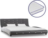 vidaXL Bed met traagschuim matras kunstleer grijs 160x200 cm