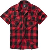 Urban Classics Overhemd -S- Checkshirt Halfsleeve Rood/Zwart