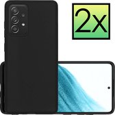 Samsung Galaxy A53 Hoesje Back Cover Siliconen Case Hoes - Zwart - 2x