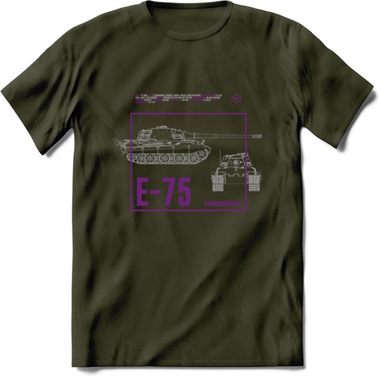 E75 leger T-Shirt | Unisex Army Tank Kleding | Dames / Heren Tanks ww2 shirt | Blueprint | Grappig bouwpakket Cadeau - Leger Groen - XXL