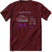 M4 Sherman leger T-Shirt | Unisex Army Tank Kleding | Dames / Heren Tanks ww2 shirt | Blueprint | Grappig bouwpakket Cadeau - Burgundy - XXL