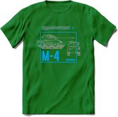 M4 Sherman leger T-Shirt | Unisex Army Tank Kleding | Dames / Heren Tanks ww2 shirt | Blueprint | Grappig bouwpakket Cadeau - Donker Groen - S