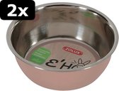 2x # VOERBAK EHOP INOX RVS ROZE 200ML