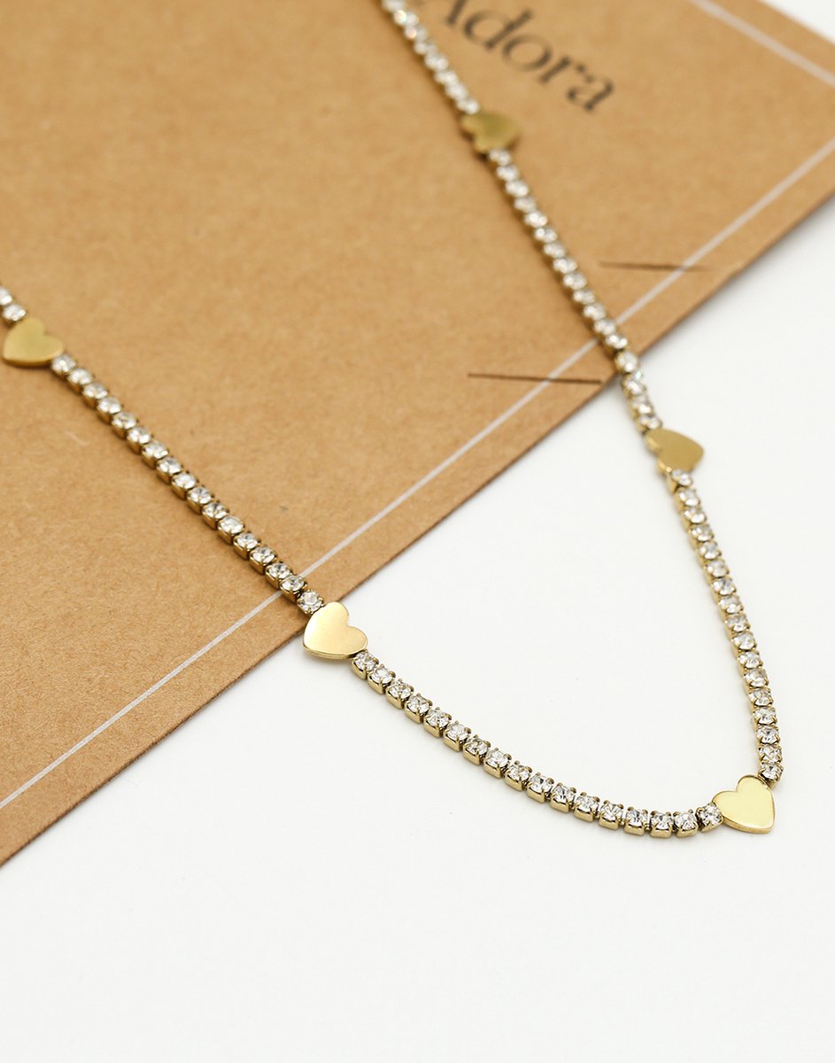 Glow Adora Kettingen Tennis ketting met hartjes Goud