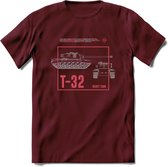 T32 Heavy tank leger T-Shirt | Unisex Army Tank Kleding | Dames / Heren Tanks ww2 shirt | Blueprint | Grappig bouwpakket Cadeau - Burgundy - XXL