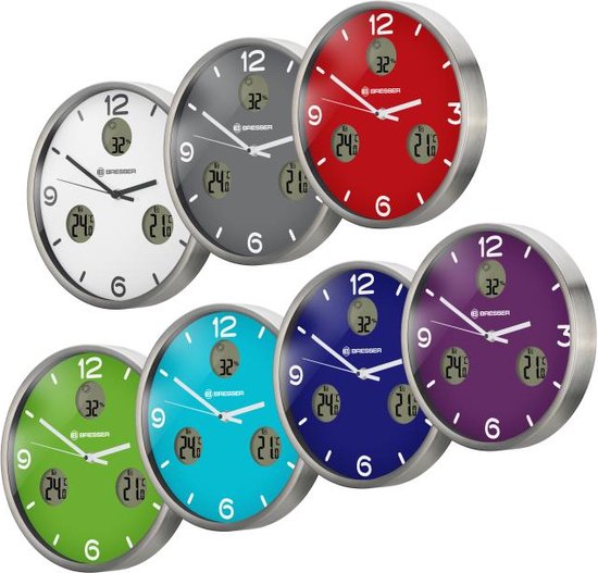 Wandklok tijdsein gestuurd met thermometer/ hygrometer, wit Online bij