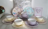 Porseleinen Ontbijt Servies Paas Servies Lente Kriebels - 6 persoons - Pasen - Cadeau Vrouw - Moederdag cadeau