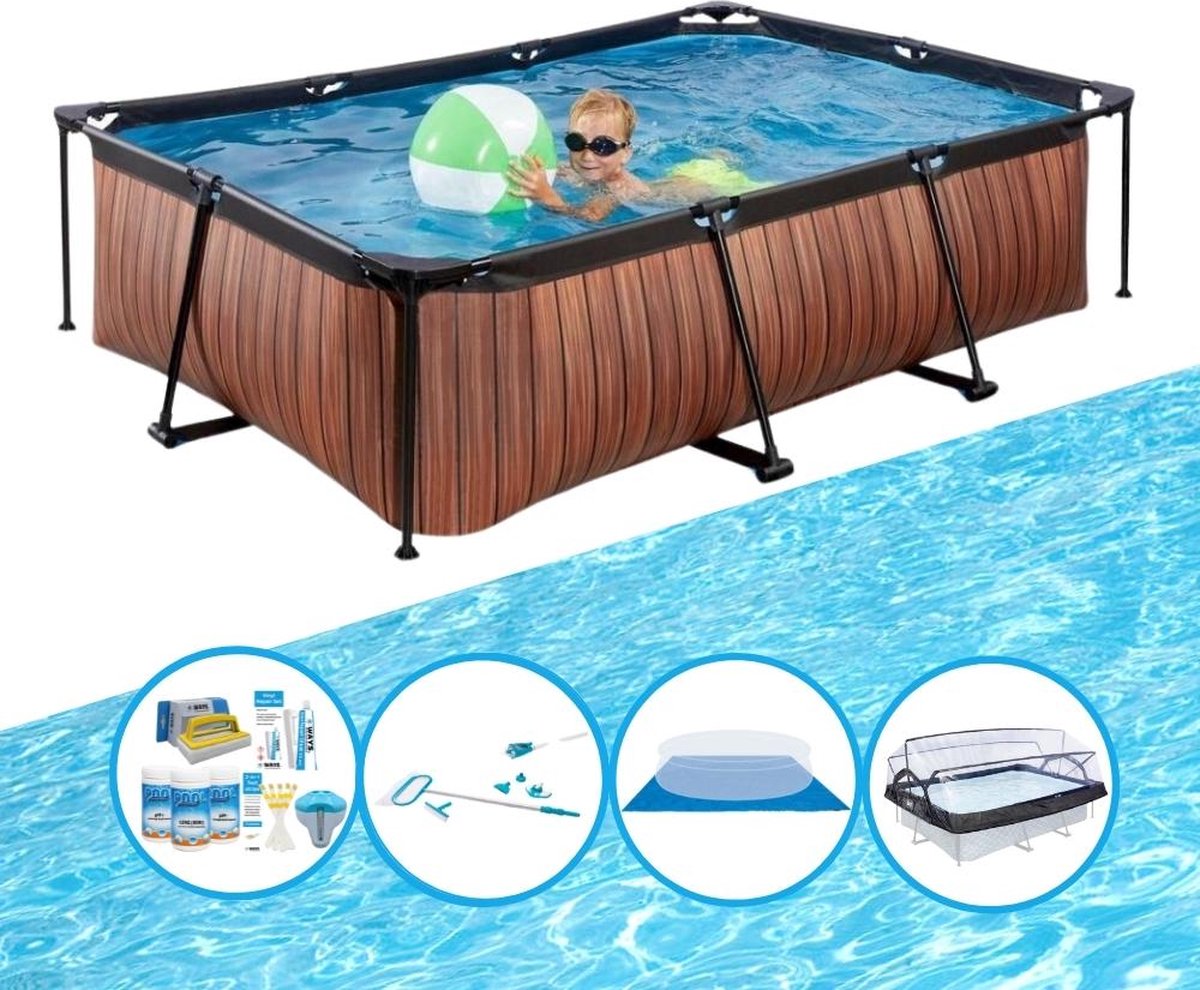 EXIT Zwembad Timber Style - 220x150x60 cm - Frame Pool - Compleet zwembadpakket