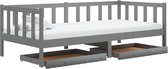 Luxiqo® Houten Bed Frame met Opbergruimte – Slaapbank Houten Bedframe – Extra Opbergruimte – Massief Hout – Grijs – 90 x 200 cm
