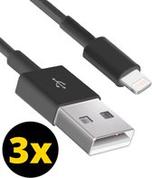 3x Câble chargeur iPhone Zwart - Câble iPhone - Câble Lightning USB - Câble chargeur iPhone