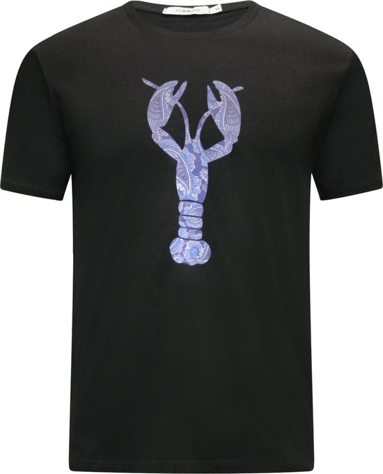 Hommard T-Shirt Zwart met grote Blauwe Paisley Lobster