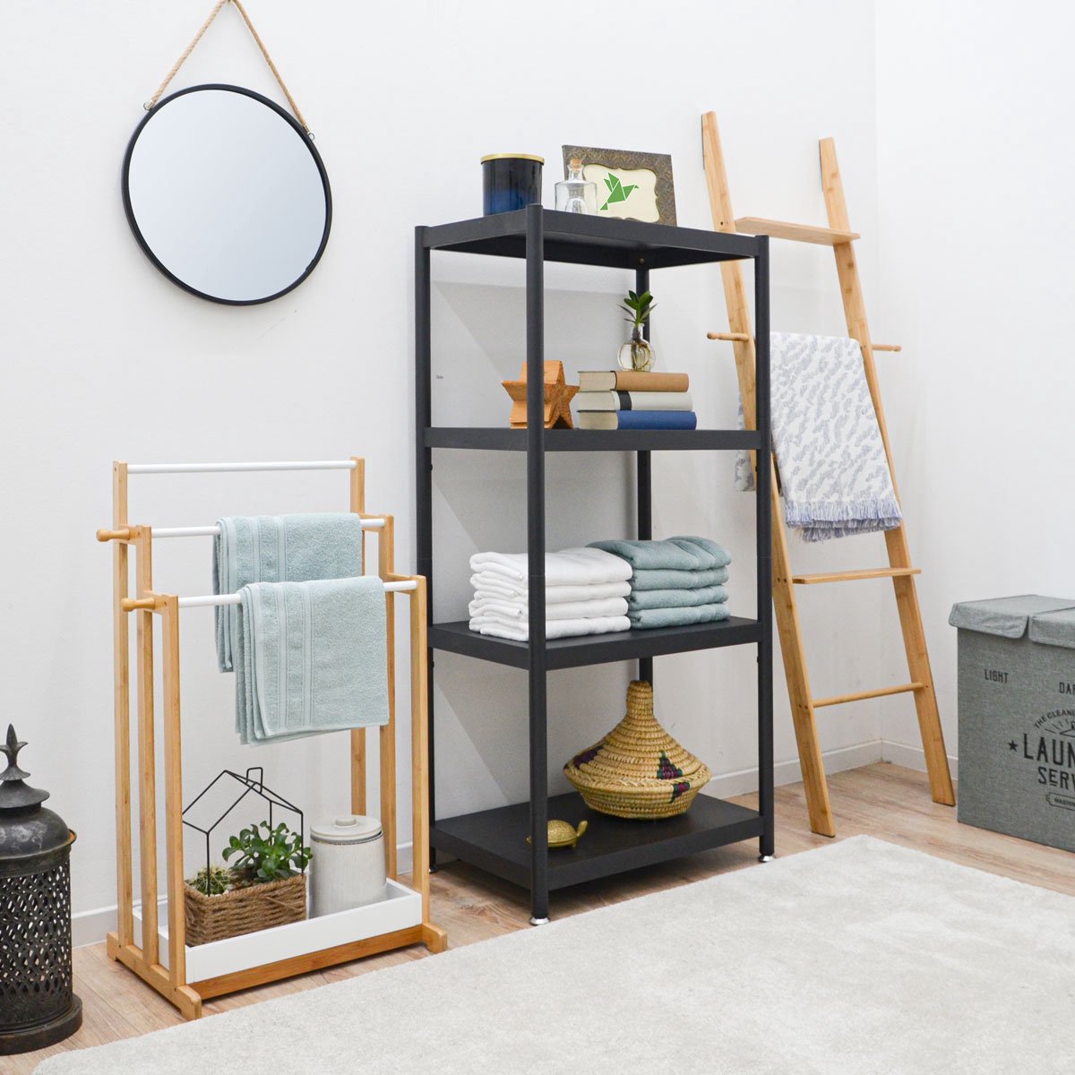 shelfr Industrieel Design Metalen Rek Zwart - 61x41x210 Staand Schap - 6 Niveaus Zwaar Belast Opbergrek - Modern Woonkamer Legplank Keukenrek Badkamerrek Boekenplank Ruimteverdeler Opbergmeubel Metaal