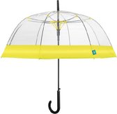 paraplu dames 89 cm microfiber transparant/geel