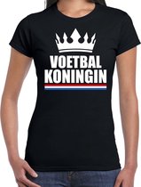 Zwart voetbal koningin shirt met kroon dames - Sport / hobby kleding XL