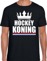 Zwart hockey koning shirt met kroon heren - Sport / hobby kleding L