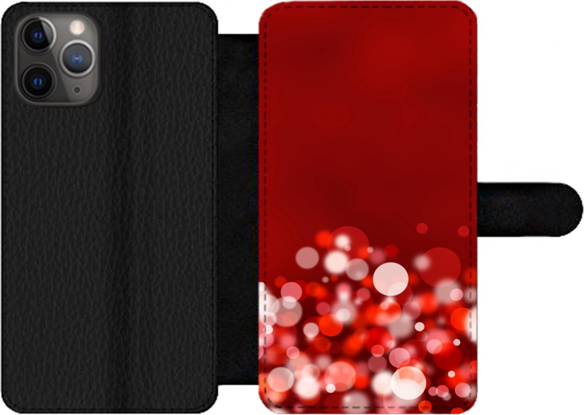 Telefoonhoesje Geschikt voor iPhone 11 Pro Max telefoonhoesje - Rood - Design - abstract - Licht - Met vakjes - Wallet case met magneetsluiting