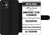 Bookcase Geschikt voor iPhone 11 telefoonhoesje - Spreuken - Hotel papa - Quotes - Vader - Met vakjes - Wallet case met magneetsluiting