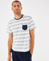 Printed Stripe T-shirt Mannen - Navy - Maat M