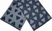 sjaal hart dames 180 x 63 cm polyester/viscose blauw