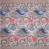 sjaal met print dames 90 x 90 cm polyester blauw/roze