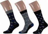 sokken Fashion Bamboo heren zwart/blauw 3-pack mt 39/42