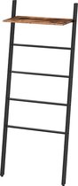 naqsh store Ladder Handdoekenrek, Scheve Ladderplank, Dekenladder, 4 Hangende Rails en bovenbord, Handdoekhouder Industriële stijl, Badkamer Handdoekstandaard, Eenvoudig te montere