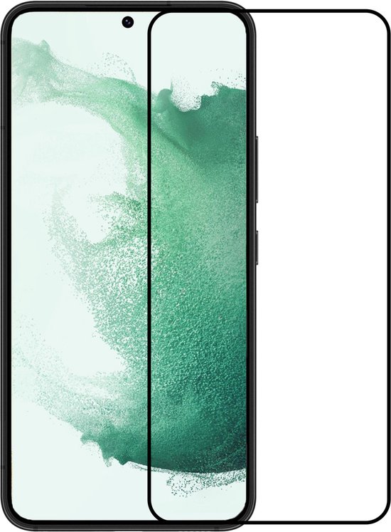 Glazen screenprotector, op een telefoon met groen abstracte achtergrond. Beschermt tegen vingerafdrukken en is extra sterk.