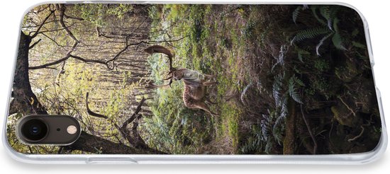 Coque de téléphone compatible avec iPhone XR - Animal de la forêt - Cerf - Soleil - Coque en Siliconen
