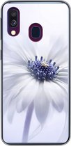Geschikt voor Samsung Galaxy A40 hoesje - Bloem - Abstract - Wit - Siliconen Telefoonhoesje