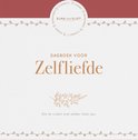 Voorpagina dagboek 'Dagboek voor Zelfliefde' met gouden tekst en takjes versiering.